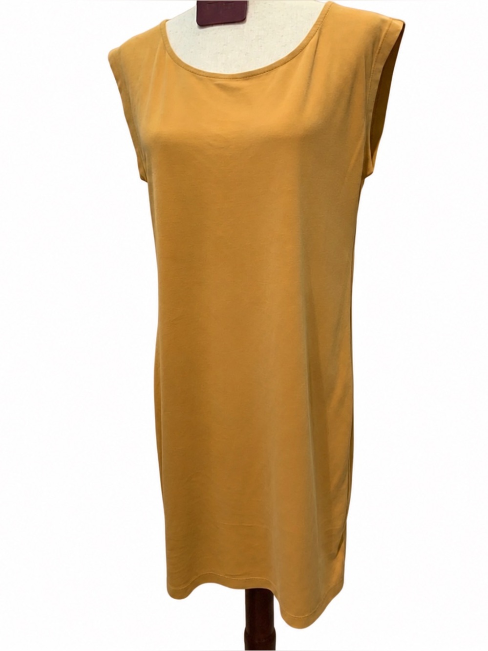 Sleeveless Dress Cut-Out Back - Mustard Color